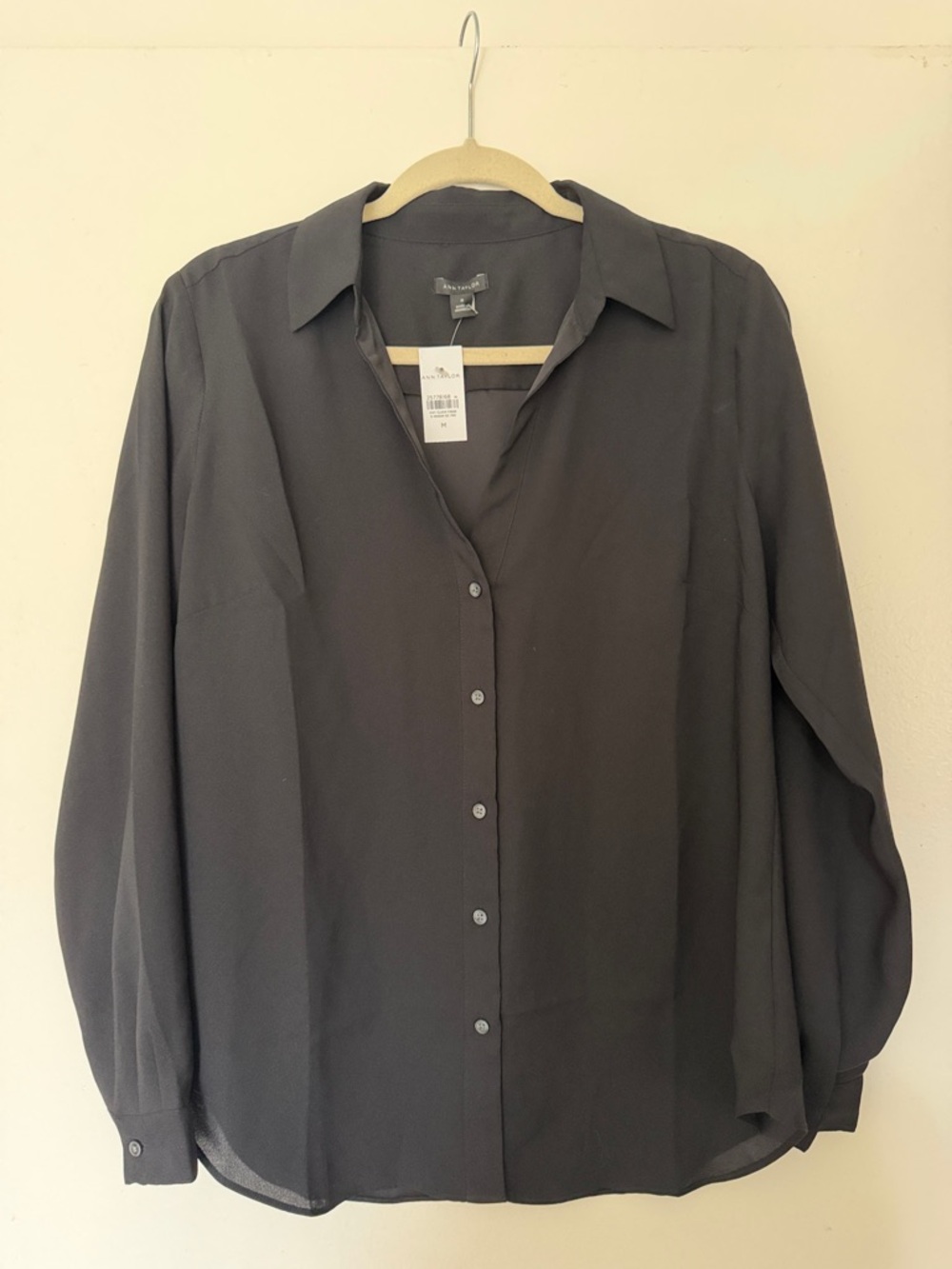 Ann Taylor Black Button-Down Blouse